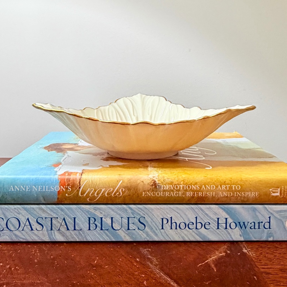 Vintage Lenox Ivory Leaf Dish with 24k Gold Trim | Elegant Interior Decor